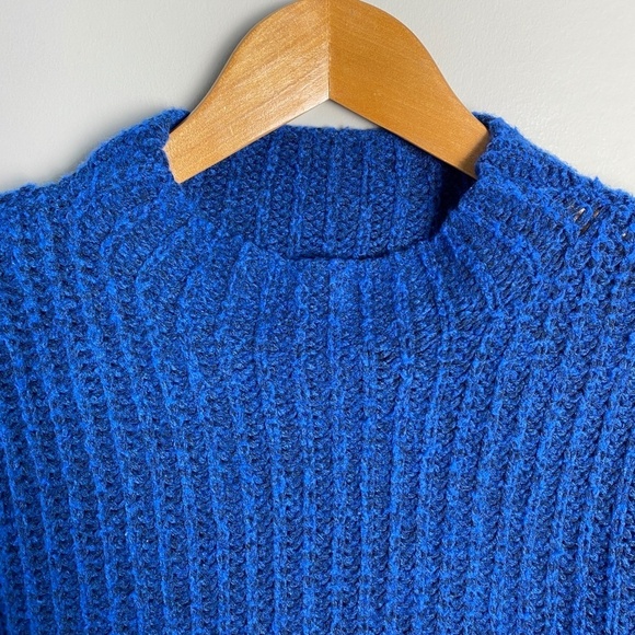 Soaked in Luxury (SAMPLE) Women's Blue Mock Neck Knit LS Sweater Size S/M Flared - Picture 4 of 13